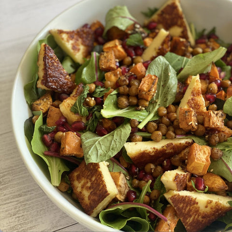 Kumara, Chickpea & Halloumi Salad