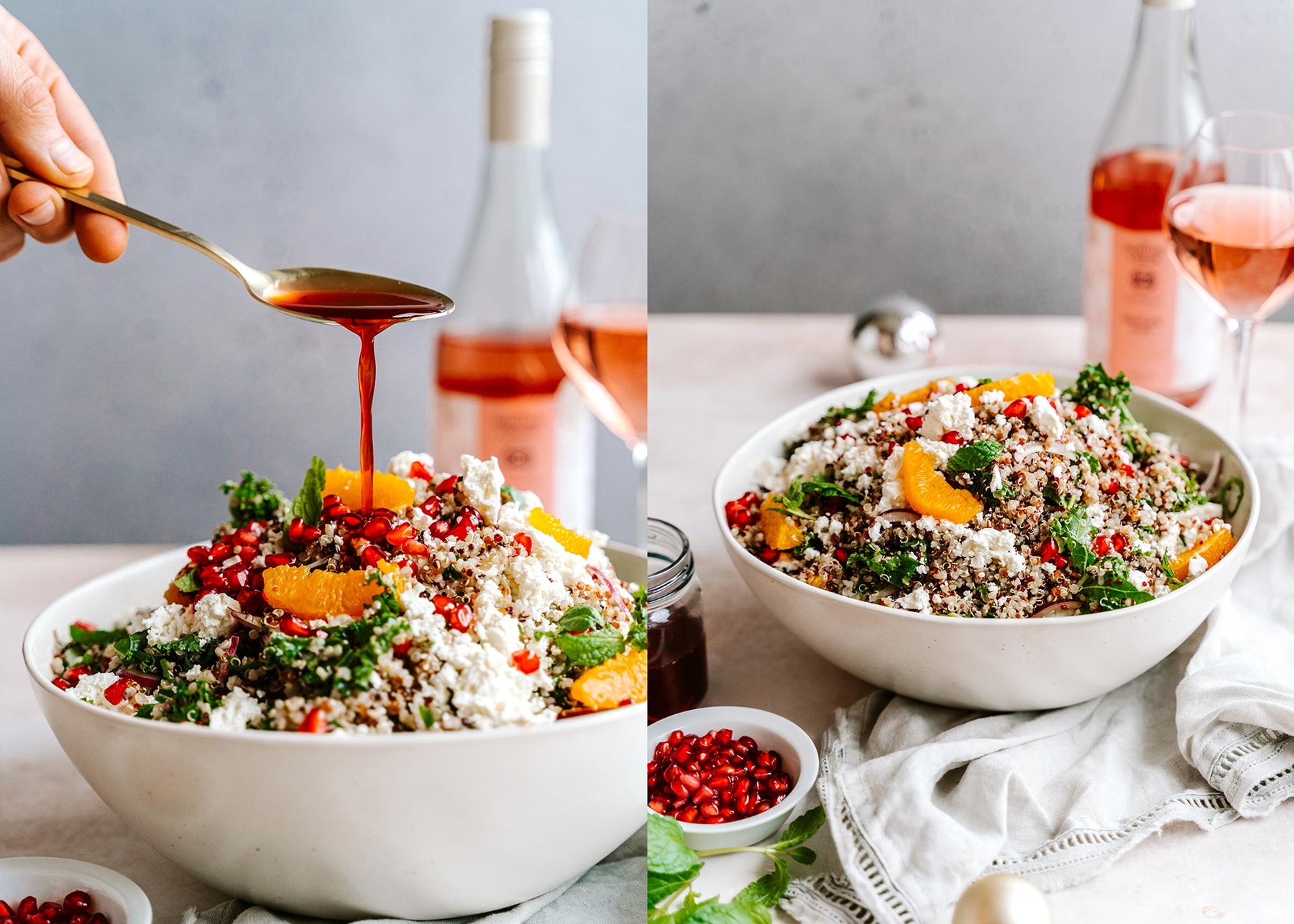 Quinoa & Pomegranate Salad With Long Lunch Dressing