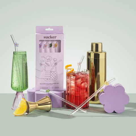 Reusable Wildflower Glass Straws