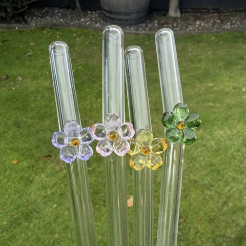 Reusable Wildflower Glass Straws